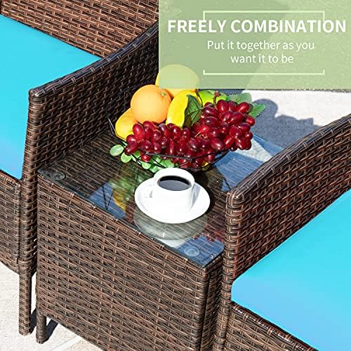 Greesum 3 Pieces Patio Furniture Sets Outdoor PE Wicker Chairs,Beige