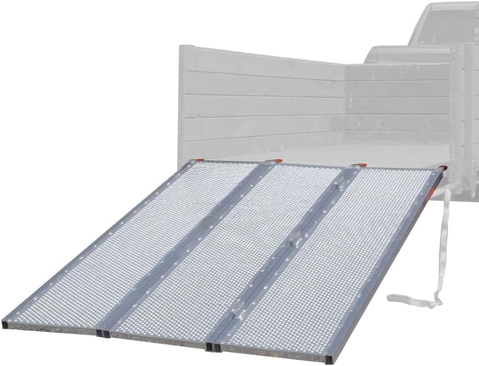 Black Widow 6ft 5in Aluminum Folding ATV Loading Ramp, 1500 lb Capacity | Load four-wheelers into trailer, folds into thirds for storage, safety straps included