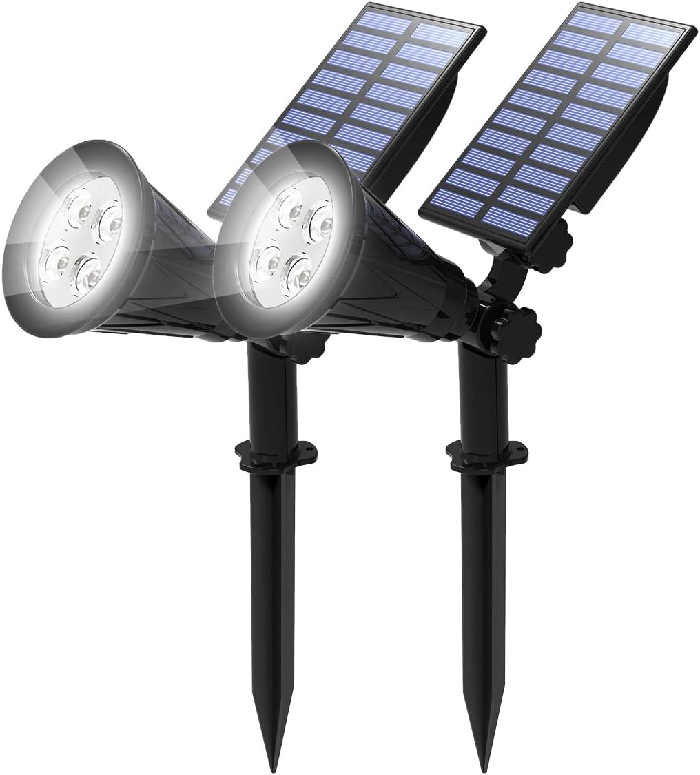 T-SUN Color Changing Solar Spot Lights Outdoor Waterproof, 7 LEDs, 2 Pack | 7 Color Changing Modes, IP65 Waterproof Dusk to Dawn Solar Uplights for Tree, Patio, Yard, Garden, Driveway, Pool Area