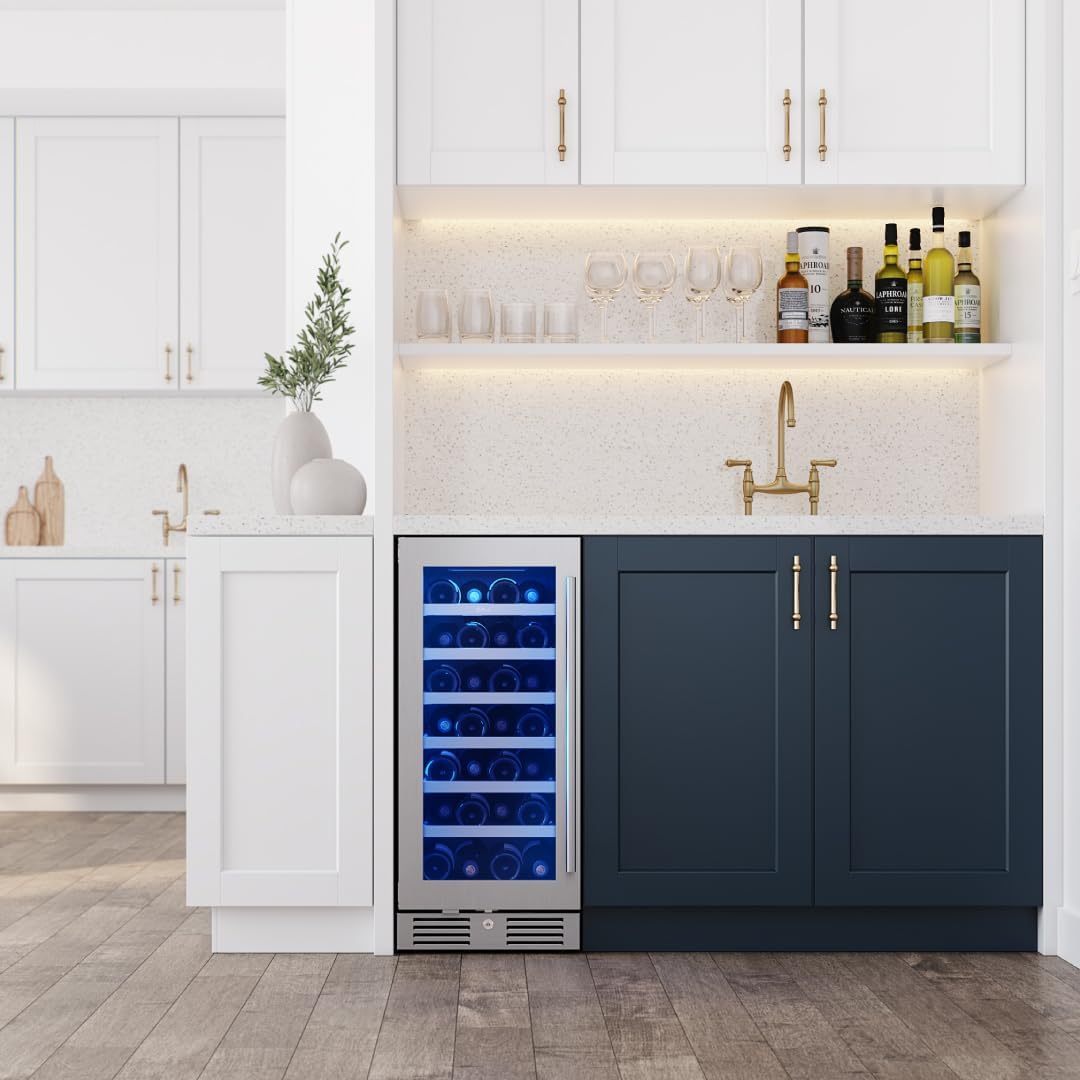 Zephyr Presrv 15 Inch Slim Wine Fridge Beverage Refrigerator Under Counter