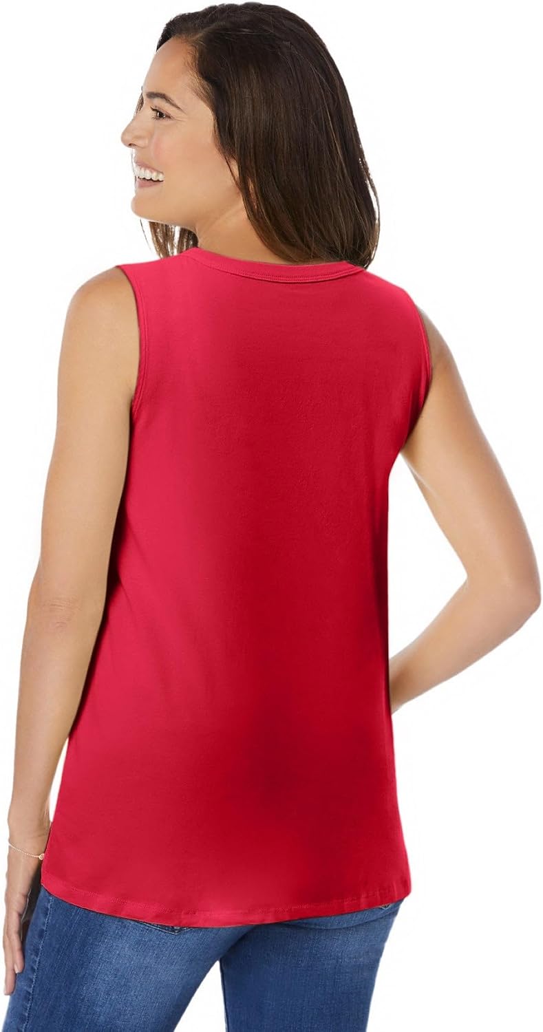 Woman Within Perfect Sleeveless Shirred V-Neck Tunic