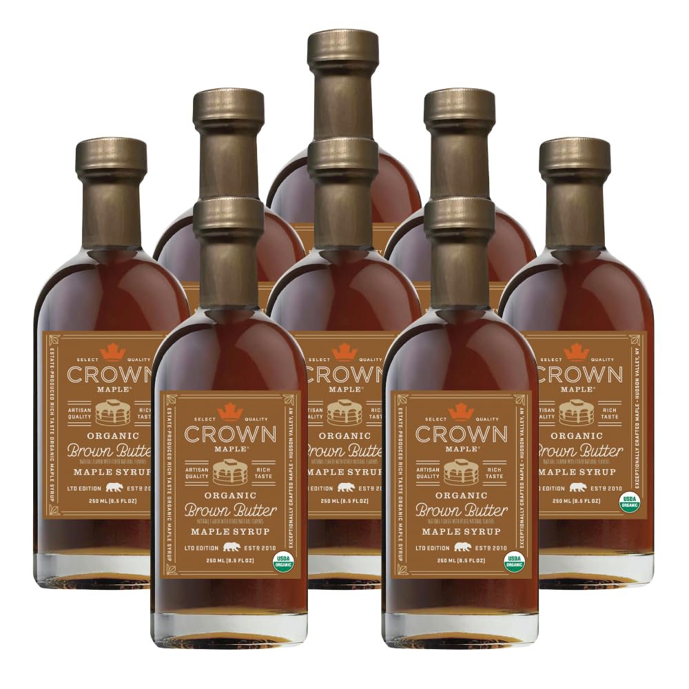 Crown Maple Organic Madagascar Vanilla Maple Syrup, Real Vanilla Bean, Pancakes, Baking, Cocktails & Brunch, 12.7 Fl Oz