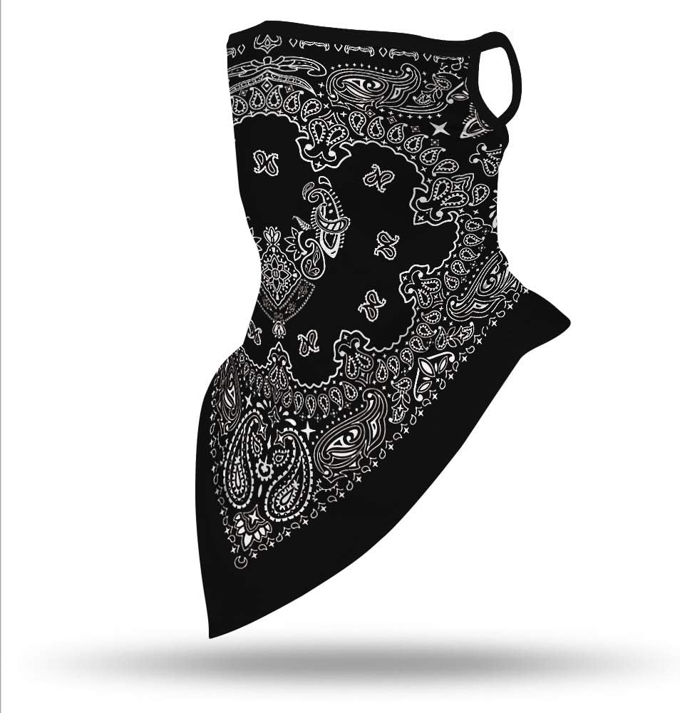 YAYOUREL Neck Gaiter Face Mask Bandanas for Men Women UV Face Scarf Cover Ear Loop Hole Facemask for Fishing Running Cycling
