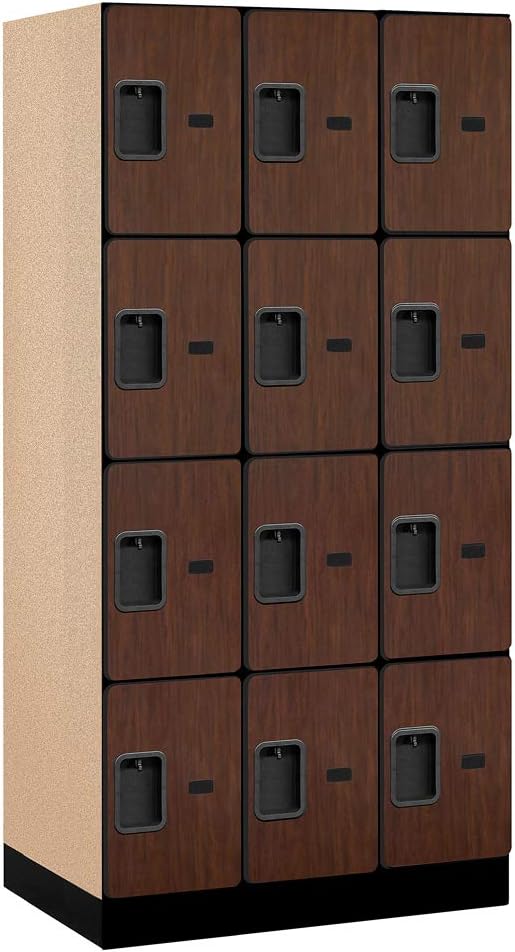 Salsbury Industries Four Tier Designer Wood Locker, Mahogany, 6' 3" x 18"