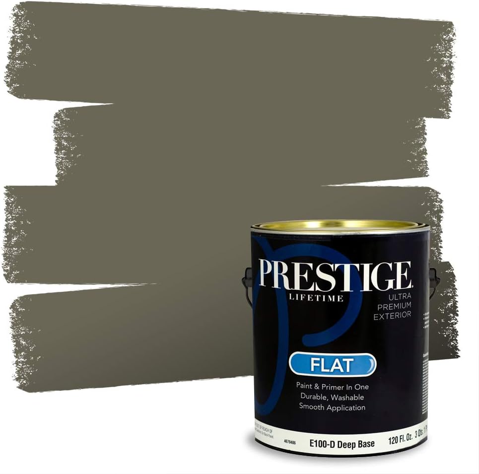 PRESTIGE Paints Exterior Paint and Primer In One, 1-Gallon, Satin, Comparable Match of Sherwin Williams* Ripe Olive*