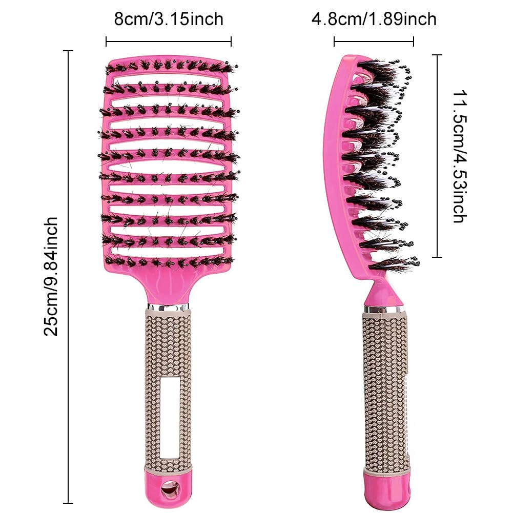 Boar Bristle Detangler Vent Hair Brush for Blow Drying, Curved Vented Paddle Detangling Brush for Women Men