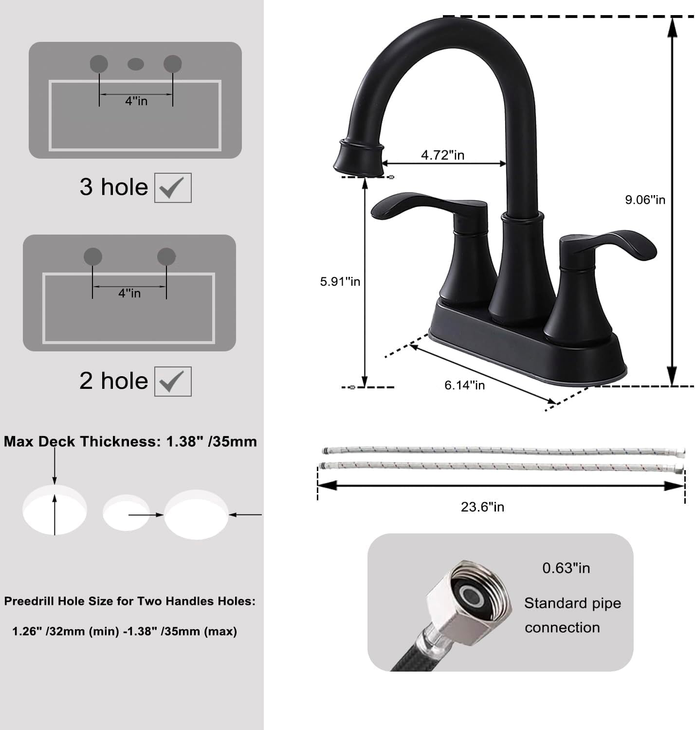 Bathroom Faucet,4 Inch Centerset 2 Handle High-Arc,Oil Rubbed Bronze