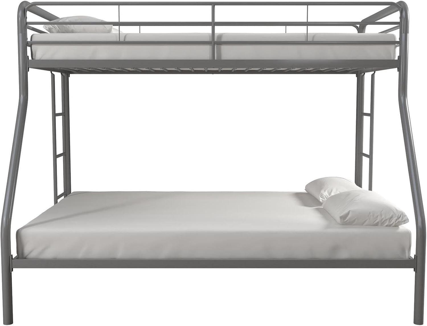 DHP Twin-Over-Futon Convertible Couch and Bed with Metal Frame, Ladder and Guardrails - Black