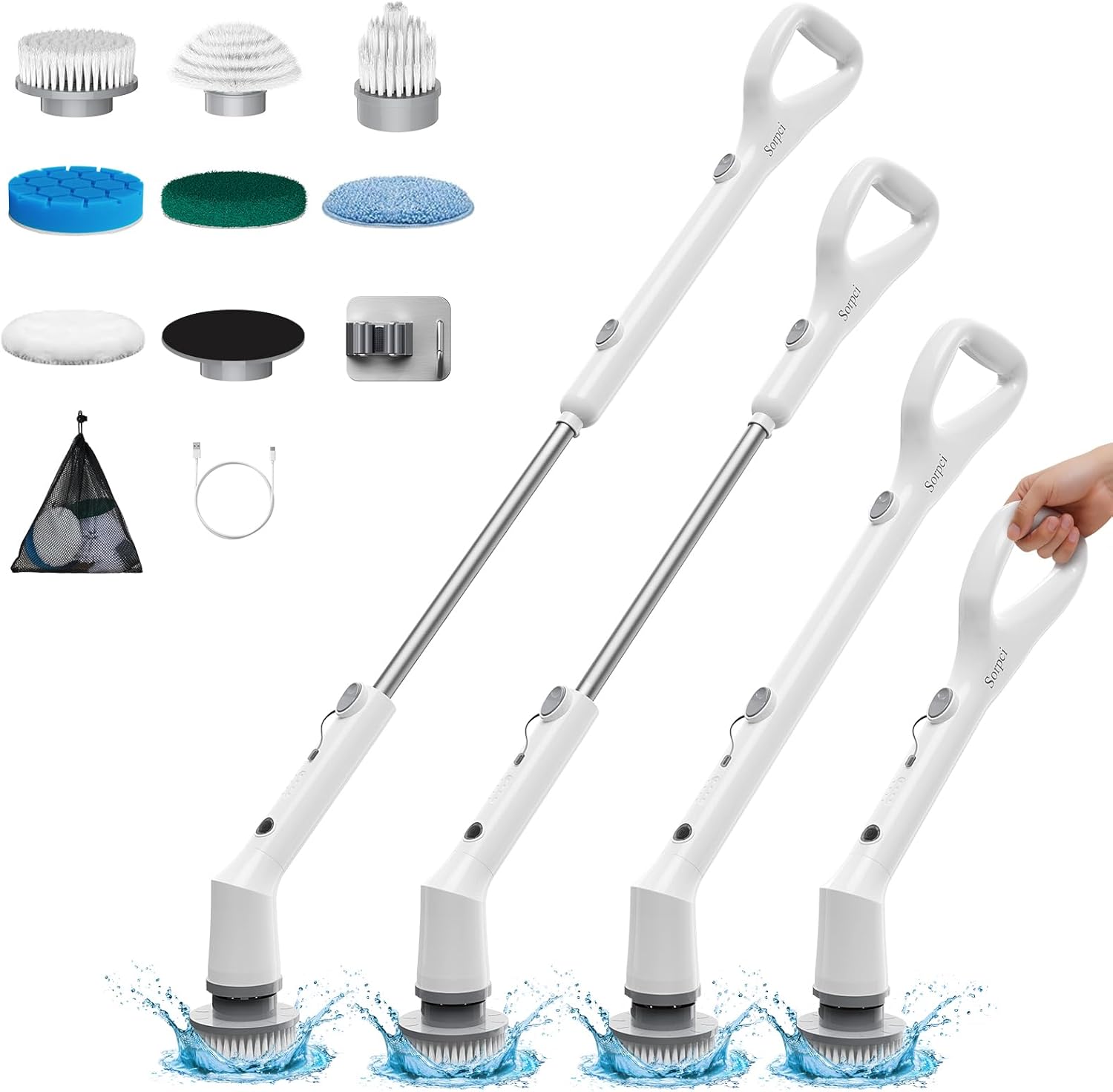 Sorpci Electric Spin Scrubber, 2026 New Cordless Cleaning Brush, Shower Cleaning Brush with 7 Replaceable Brush Heads