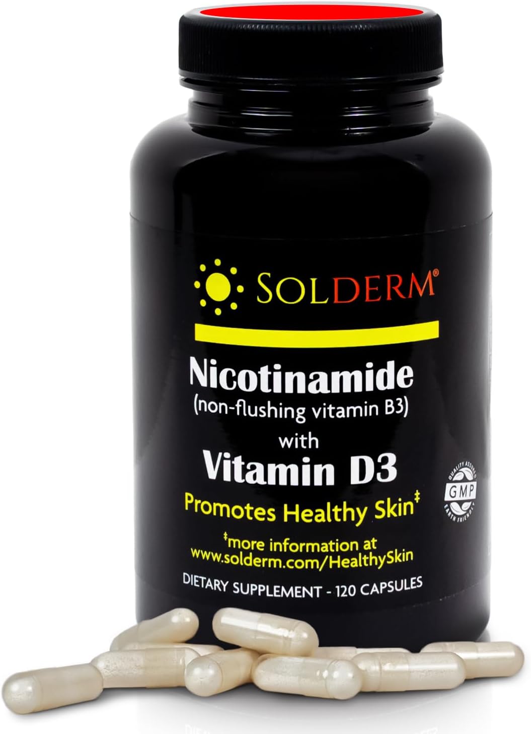 Nicotinamide Non-Flushing Vitamin B3 and D3 Supplement | Vegetarian and Gluten-Free Oral Nicotinamide Supplement with Vegetable Cellulose Casings