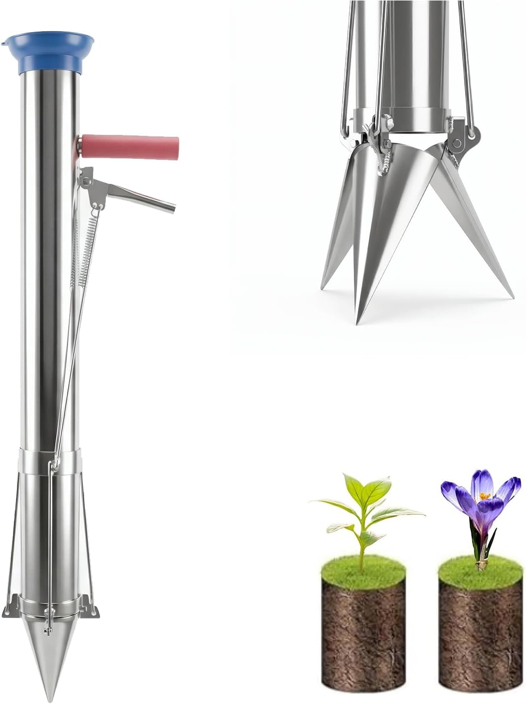 Long Handled Bulb Planter Tools and Vegetable Seedling Tool Manual Plant Transplanter Bulb Planter