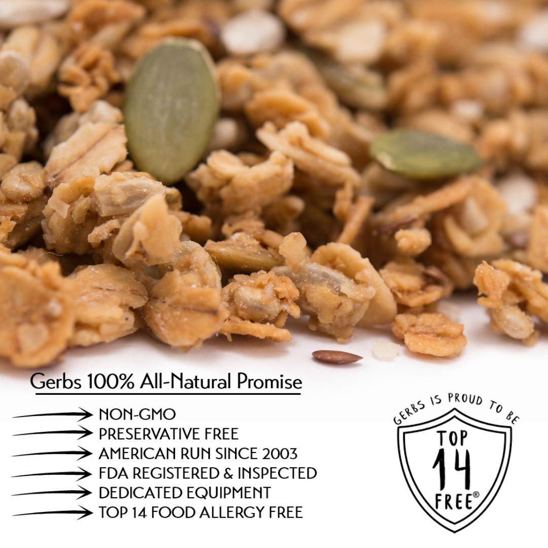 Gerbs Super 5 Seed Granola 2 lbs. | Small Batch, No Additives | Crunchy 5-Seed Blend: Pumpkin, Sunflower, Chia, Hemp & Flax | Top 14 Allergen-Free