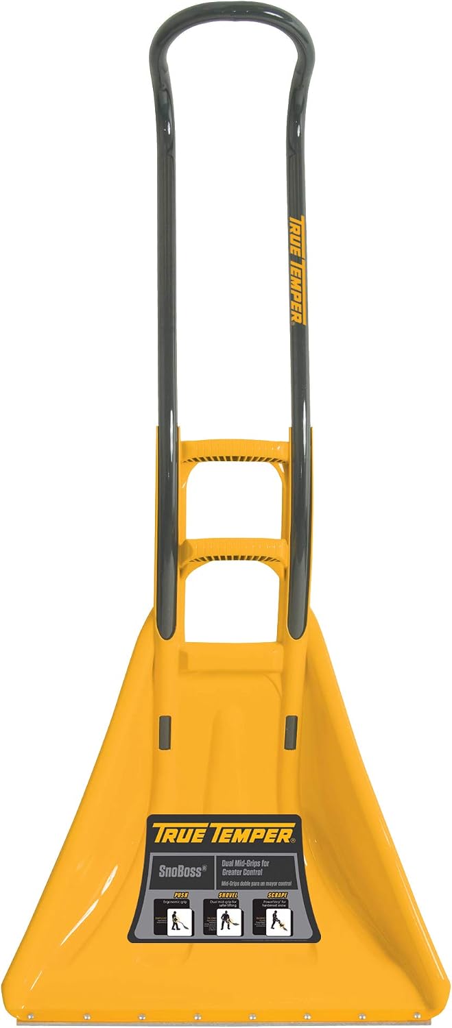 TRUE TEMPER 1625300 SnoBoss Poly Snow Shovel/Pusher/Scraper with Ergonomic Aluminum Handle, 56-Inch