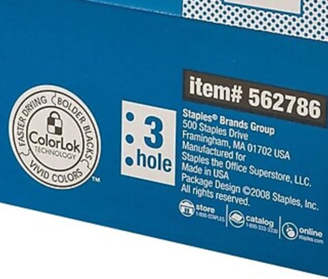 Staples Multipurpose Paper, 8 1/2 x 11, 3-Hole Punched, Ream, for Office, School & Home | Pre-punched white paper ready for standard 3-ring binders. Sold by the ream.