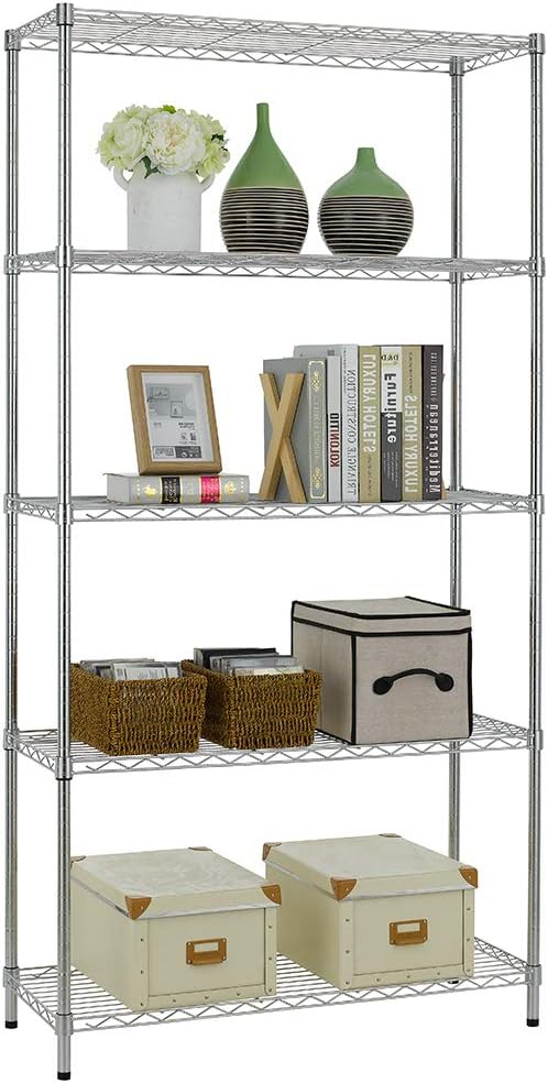 PayLessHere | 6-Tier Wire Shelf with Wheels | 45"x18"x82" | Black