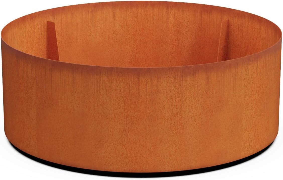 Plantercraft Large Round Planters for Outdoor Plants - 24 Inch Corten Steel Planter for Patio