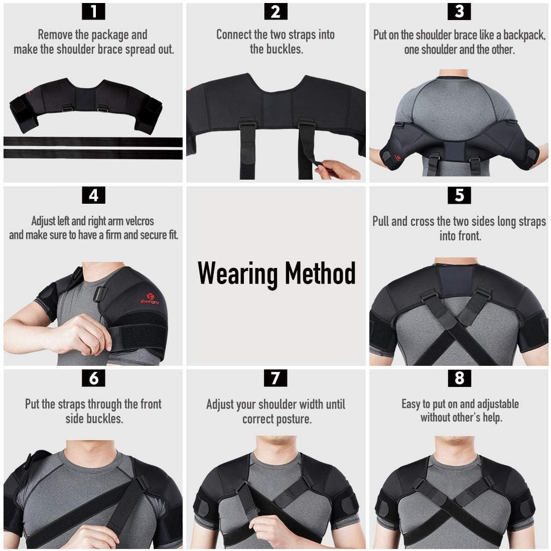 Double Shoulder Support Brace Strap Wrap Neoprene Protector,L