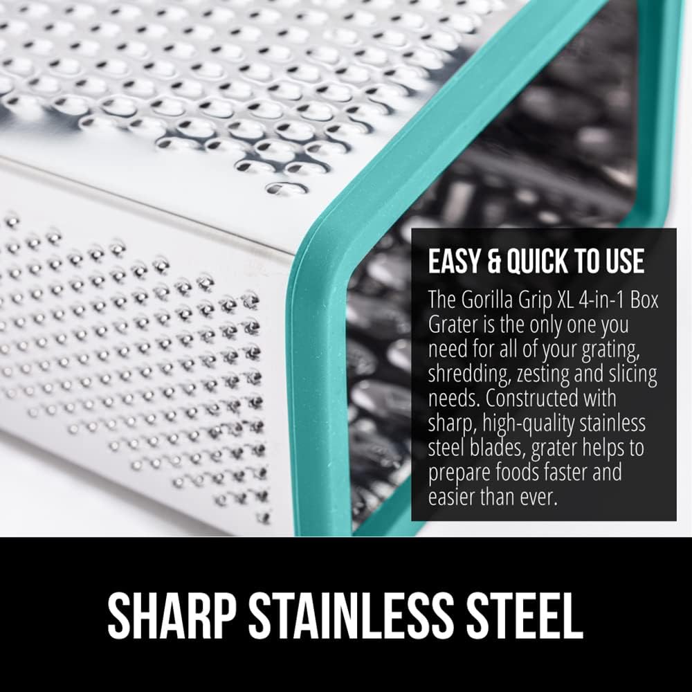 GORILLA GRIP® XL 4-Sided Stainless Steel BPA-Free Cheese Grater, Black