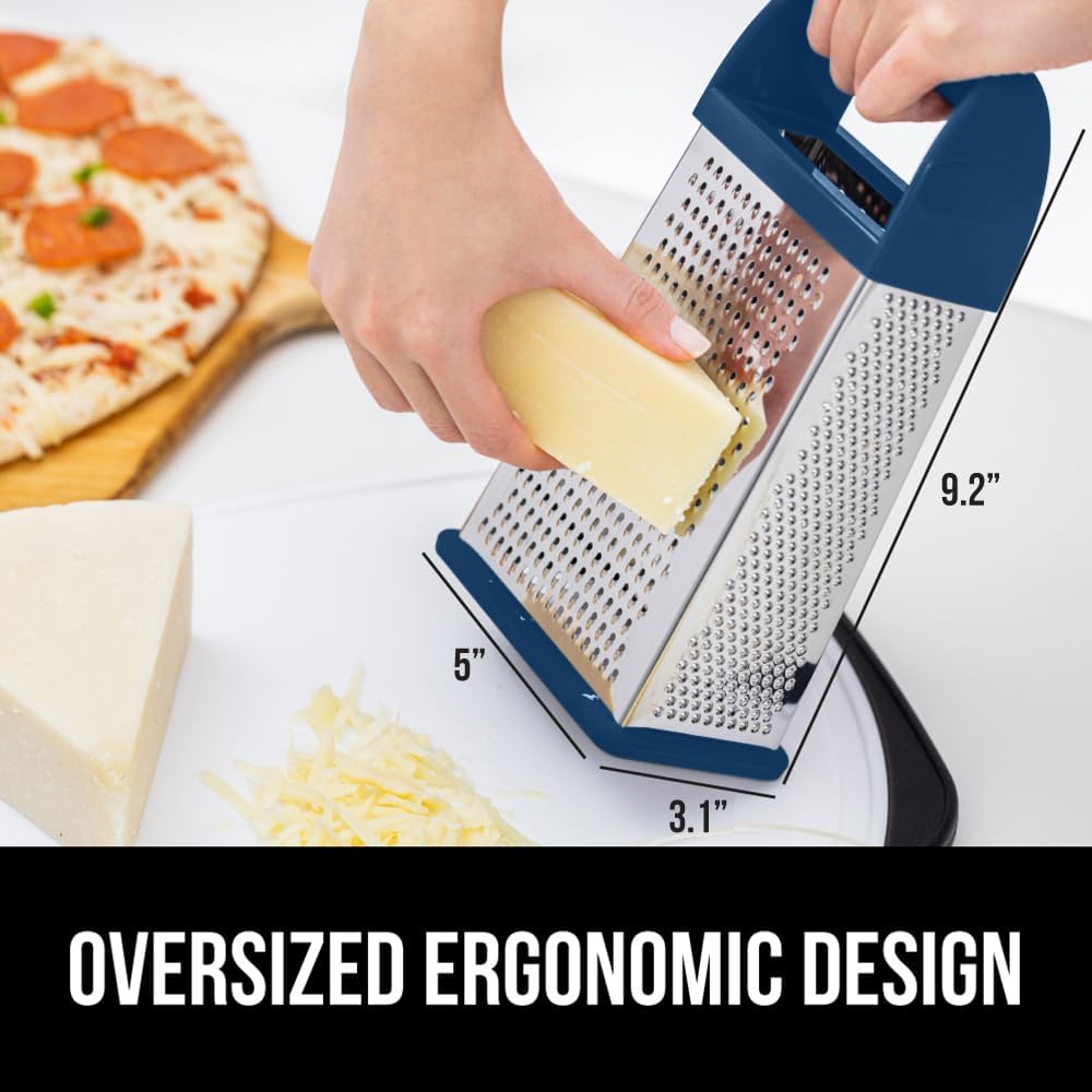 GORILLA GRIP® XL 4-Sided Stainless Steel BPA-Free Cheese Grater, Black