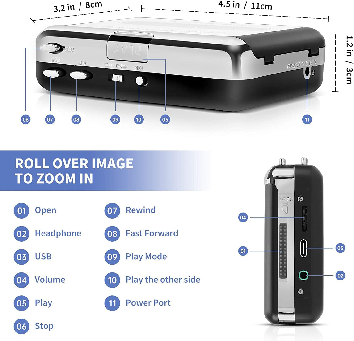 Cassette Tape Player – Portable Tape Player Audio Cassette to Digital Converter