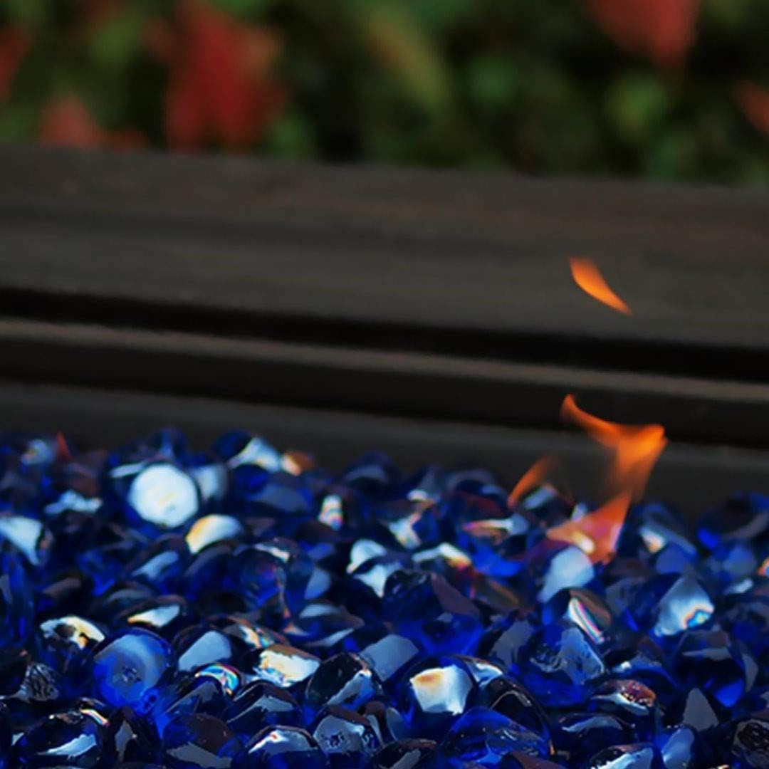 Fire Glass Diamond 1 Inch Fire Pit Glass Rocks for Propane or Gas Fire Pit （10 Pounds Margarita Azura Blue ） Gift Package