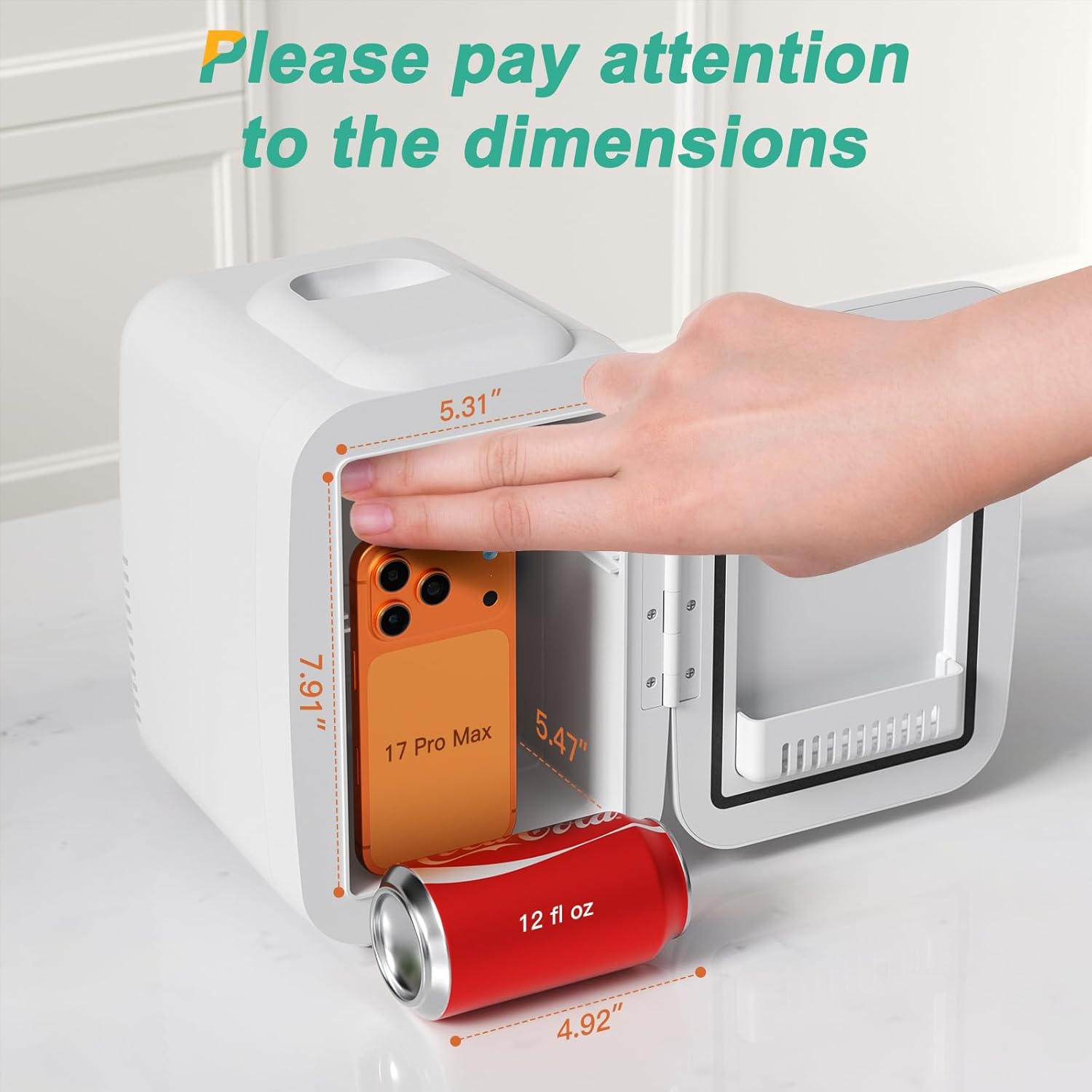 CROWNFUL Mini Fridge, 4 Liter/6 Can Portable Cooler and Warmer Personal Refrigerator for Skin Care, Cosmetics, Beverage, Food, Great for Bedroom