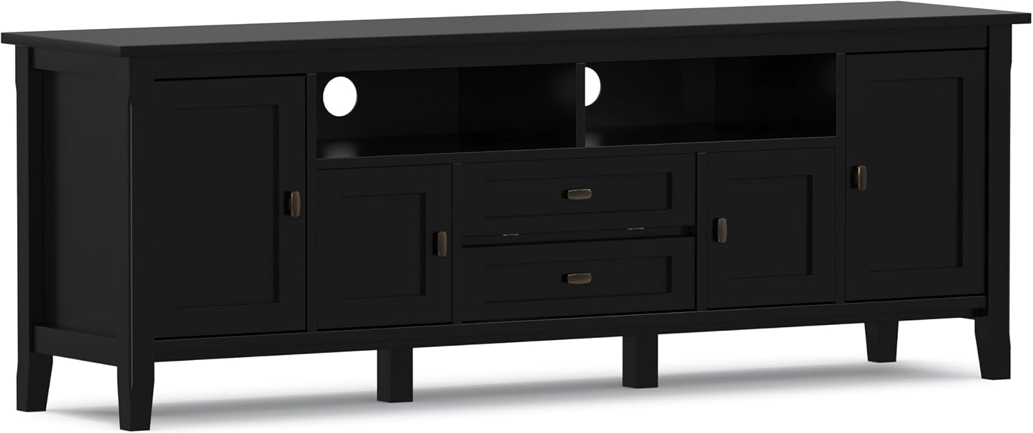SIMPLIHOME Warm Shaker 47" Wide Solid Wood TV Stand in Light Golden Brown