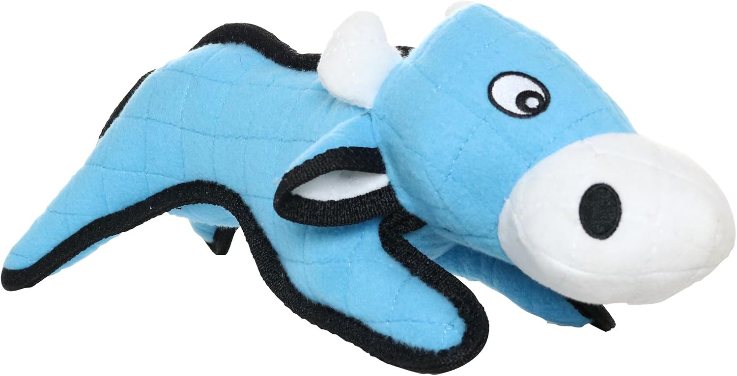 TUFFY® : Cow Dog Toy: Ultra Durable Plush Toy with Multiple Layers & Reinforced Seams, Washable and Floats, Original Construction