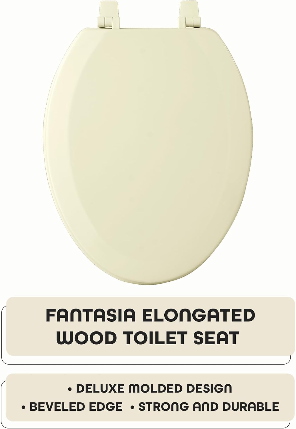 Soft Elongated Vinyl Toilet Seat, Black - 19 Inch Soft Vinyl Cover with Comfort Foam Cushioning - Fits All Elongated Size Fixtures - Easy to Install Fantasia by Achim Home Decor