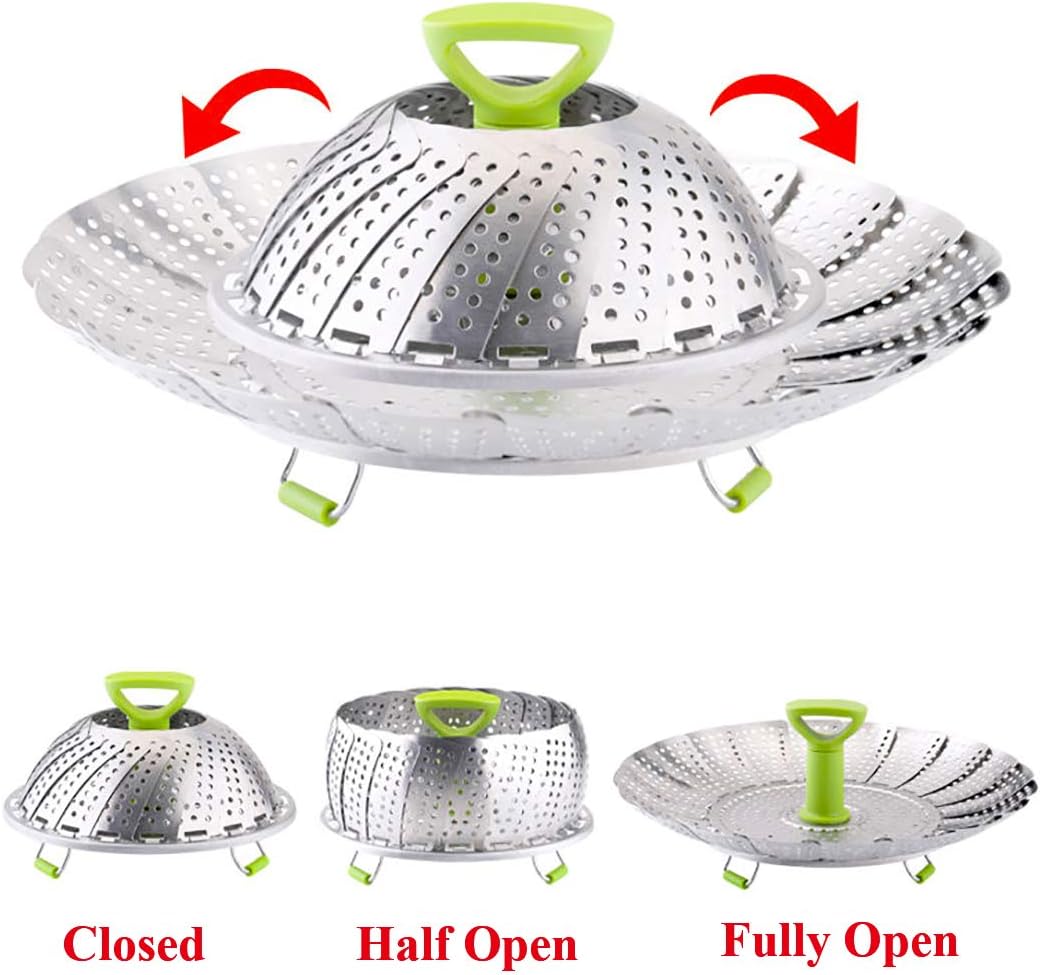 Vegetable Steamer Basket, Stainless Steel Folding Steamer Basket Insert for Veggie Fish Seafood Cooking