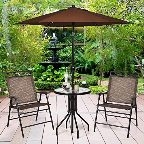 S AFSTAR 3-Piece Bistro Set, Patio Furniture Set for Outdoor Poolside Balcony Garden Yard, 28" H Outdoor Round Table and 2-Pack Folding Chairs