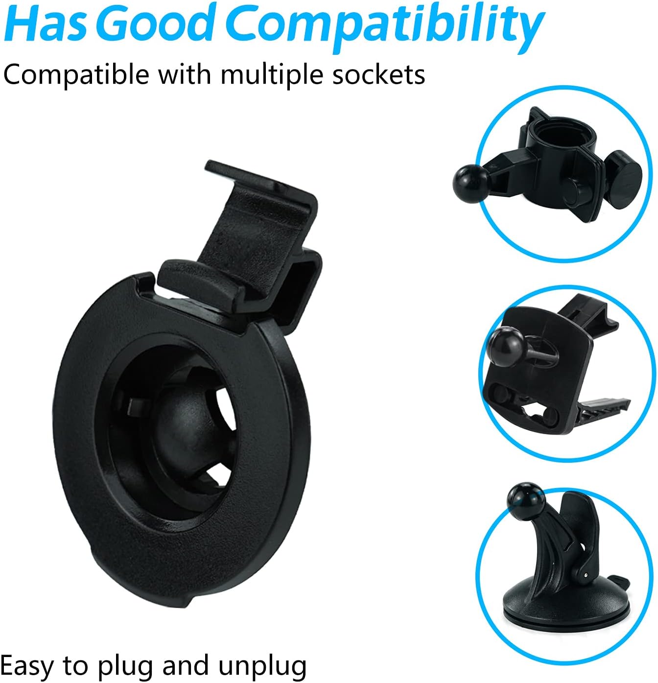 BOROLA GPS Holder Bracket Cradle, Compatible for Garmin Nuvi | Durable plastic GPS mount bracket, tool-free install, ball-socket adjustment for vehicle air vent mounting