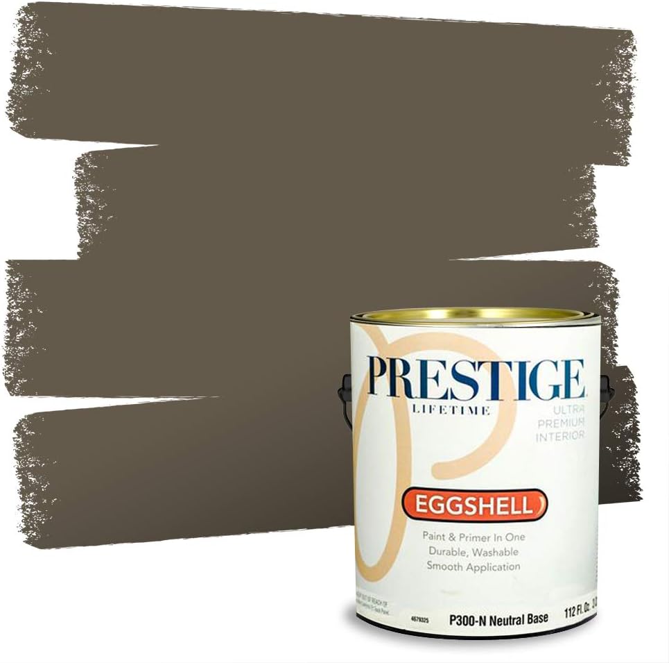 PRESTIGE Paints Exterior Paint and Primer In One, 1-Gallon, Flat, Comparable Match of Sherwin Williams* Grizzle Gray*