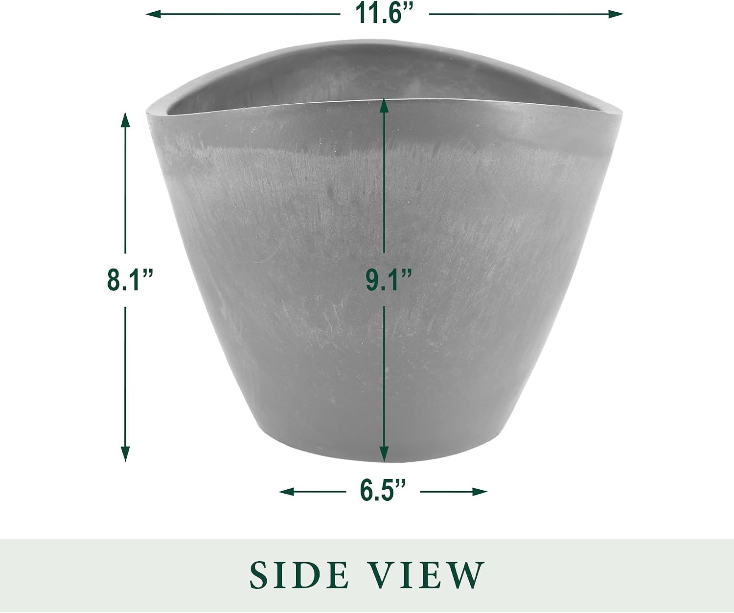 Arcadia Garden Products PSW Pot Collection YB41C Plastic/Stone/Wood Composite Curved Planter Pot – No Drainage Hole (Drillable), for Indoor and Outdoor Plants and Gardens, 16-inch, Chocolate