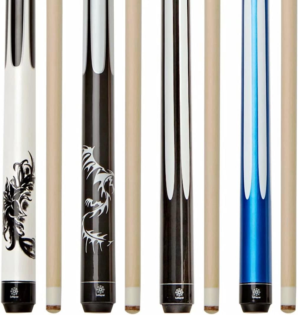 Collapsar Set of 4 Pool Cues 58 Inch 2-Piece Billiard House Bar Pool Cue Sticks
