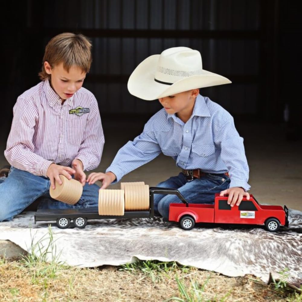 Little Buster Toys Gooseneck Flatbed Trailer – All-Metal 1:16 Scale Black Ranch Hauling Accessory for Farm Displays