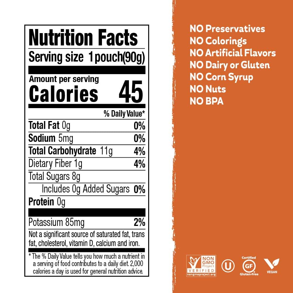 Buddy Fruits Snacks To Go Multifruit Unsweetened Applesauce 3.2oz Pouch (18pk) Gluten-Nut-Dairy-Preservatives-BPA Free, Non GMO, Kosher