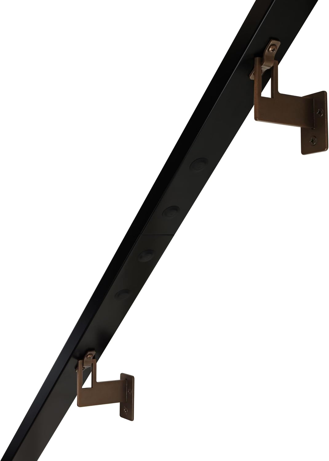 Modern Aluminum Handrail Grab Bar Kit, Adjustable Steel Brackets Included, Returns to Wall, Powder Coated Finish (Black, 4 Foot Handrail Set)