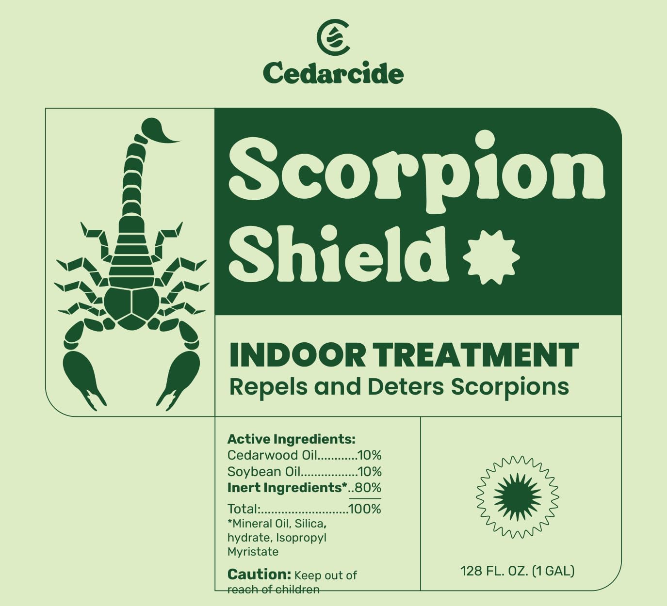 Cedarcide Scorpion Shield (Gallon) Indoor Cedar Oil Pest Control Spray - Kills & Repels Scorpions and Other Pests Guaranteed - Pet Safe