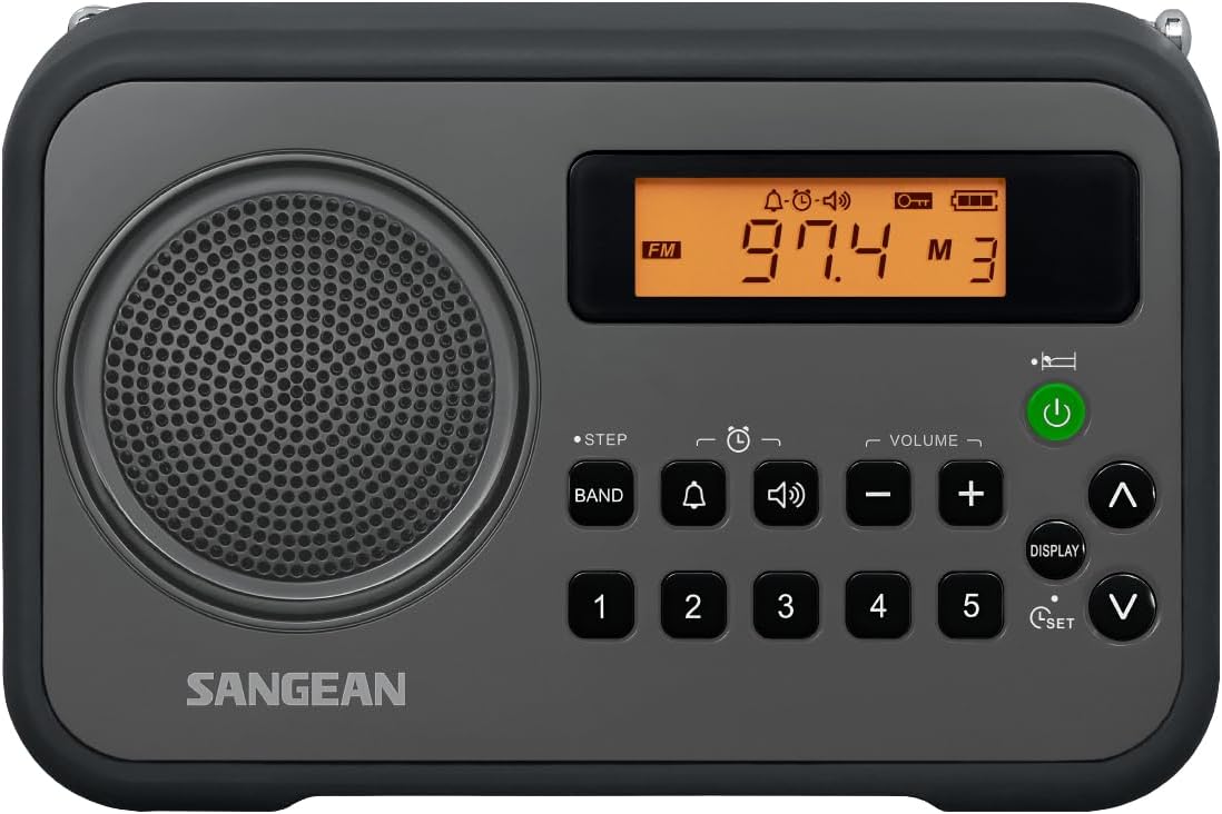 Sangean PR-D18BU AM /FM / Portable Digital Radio with Protective Bumper (White/Blue)