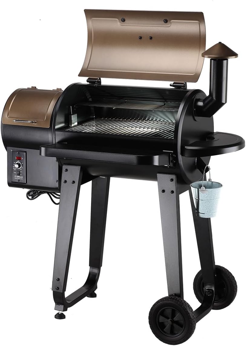 Z GRILLS Wood Pellet Smoker Grill, 8 in 1 BBQ Grill with Auto Temperature Control, 697 sq in Cooking Area for Backyard, Patio and Outdoor Cooking, 7002E, Sliver