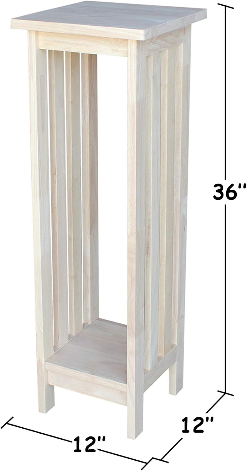 IC International Concepts Solid Wood Mission Plant Stand, Unfinished