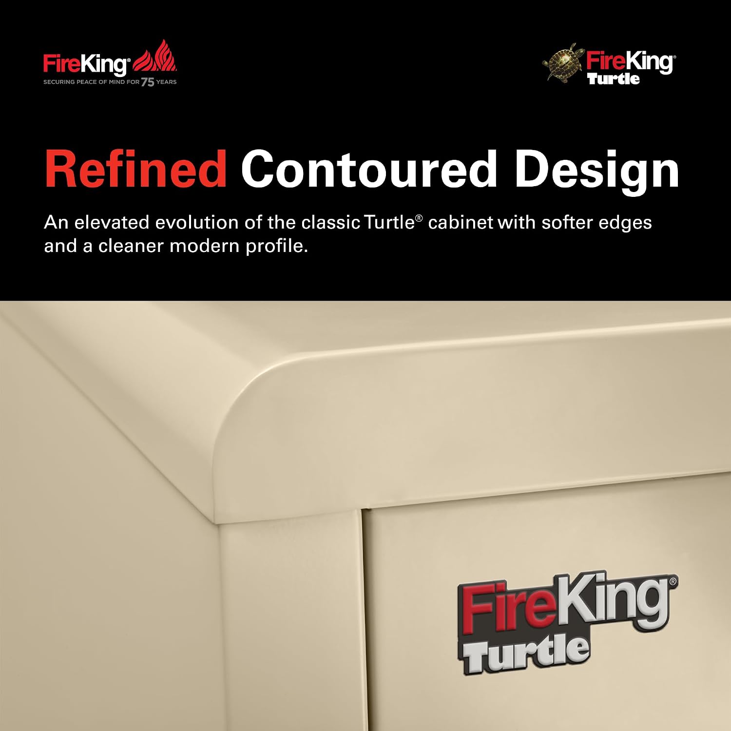 FireKing Turtle Vertical 2 Drawer Fire Rated File Cabinet, Black | 1 Hour Fire Rated Filing Cabinet - UL Class 350 - Water Resistant - Key Lock - Made in USA