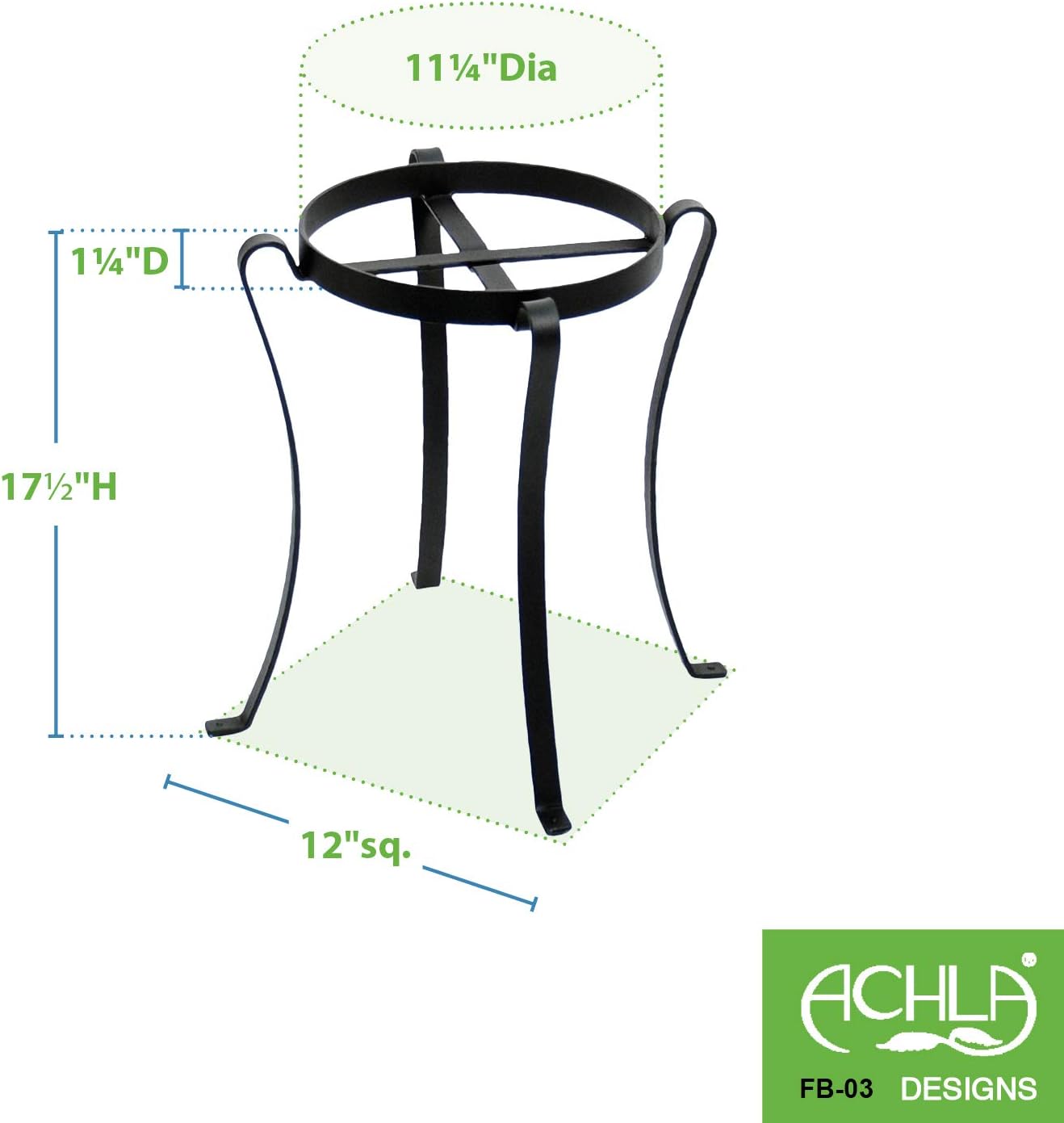 Achla Designs Patio Flower Pot Plant Stand, 18-in H Black