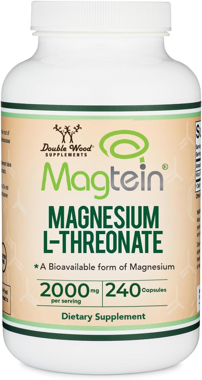 Magnesium L-Threonate 2,000mg Magtein, Natural Sleep Support, 120 Capsules | Cognitive Function, Neurological Health, Sleep + Memory Support, 90-Day Supply, MIT Patented Magtein Form, Third-Party Tested