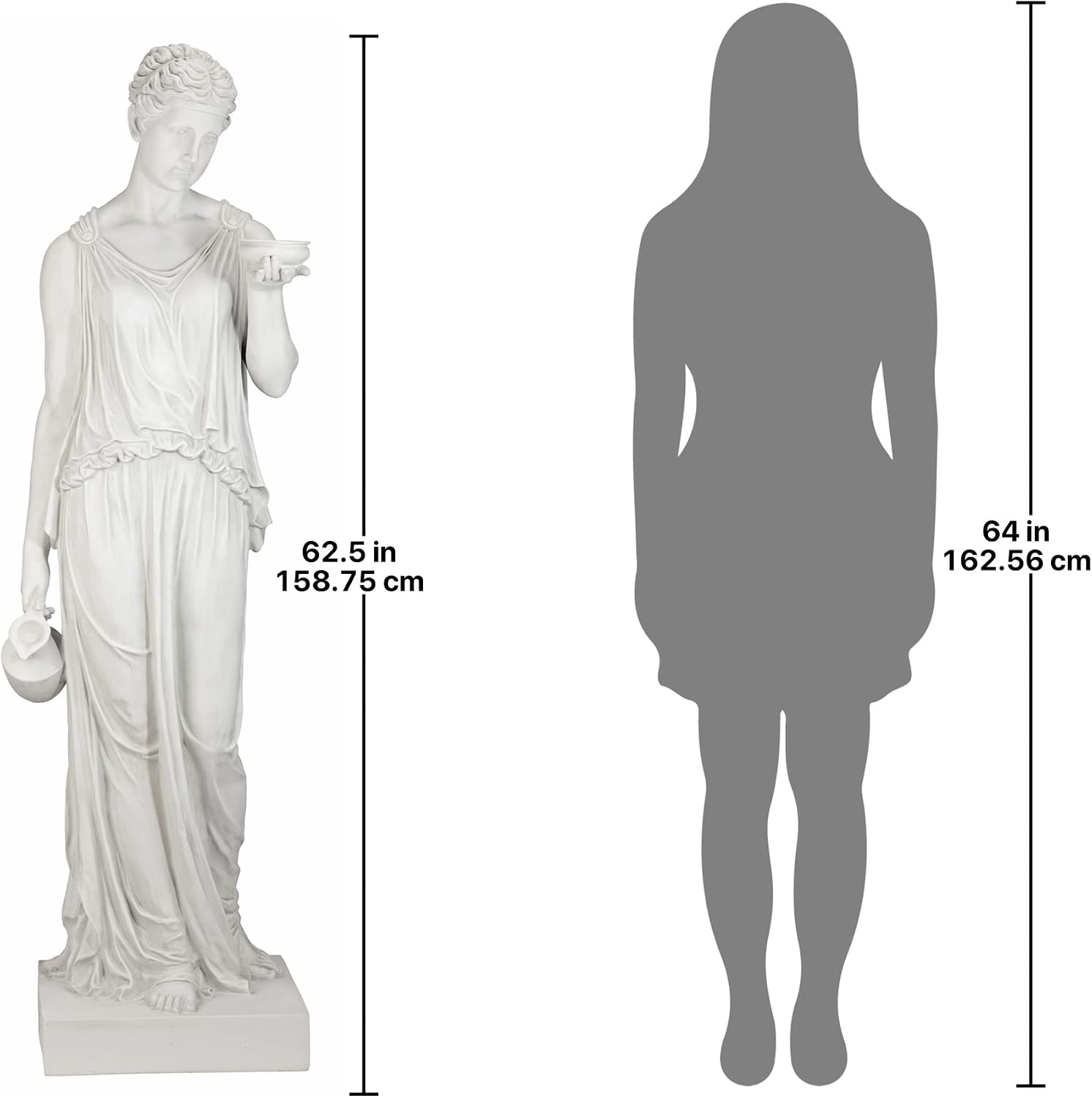 Design Toscano KY71304 Hebe Greek Woman Patron of Youth Indoor/Outdoor Garden Statue, Large Size, 10 inches Wide, 32 inches Tall, Handcast Polyresin, Antique Stone Finish