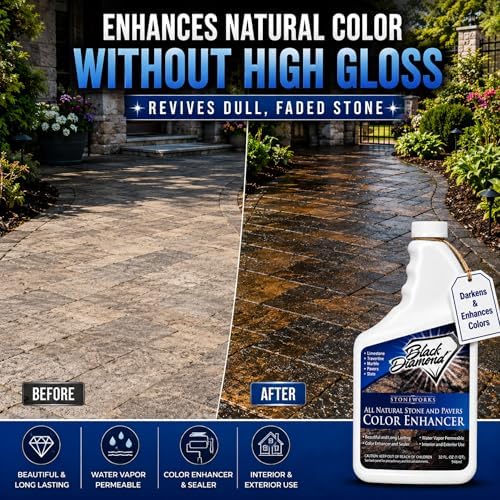 Color Enhancer Sealer for All-Natural Stone and Pavers. Marble, Travertine, Limestone, Granite, Slate, Concrete, Grout, Brick, Block. (1 Gallon)