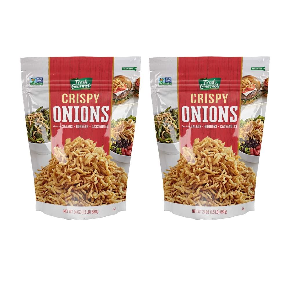 Fresh Gourmet Crispy Onions | 24 Ounce | Low Carb | Crunchy Snack and Salad Topper