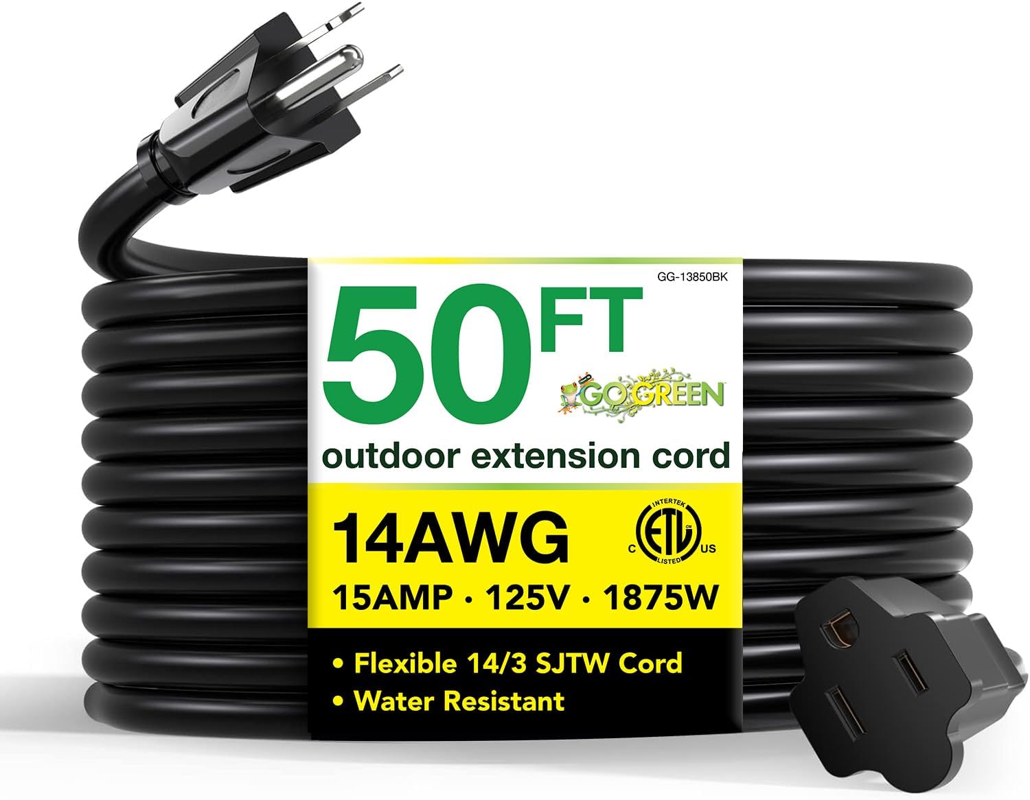 Go Green Power Inc. (GG-14025) 12/3 SJTW Outdoor Extension Cord, Lighted End, 25 ft