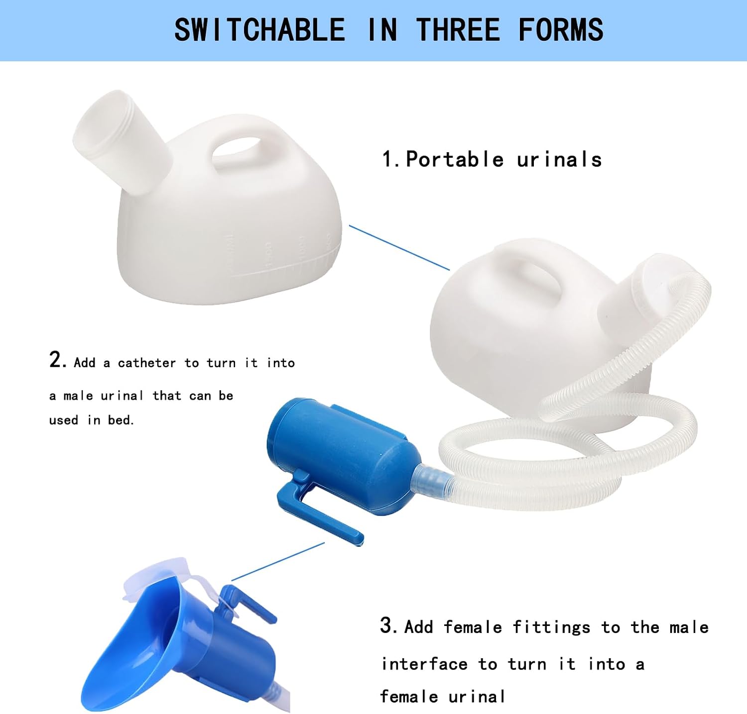 2000ML Urinal for Men, Spill Proof Urine Bottle, Pee Bottle for Hospital
